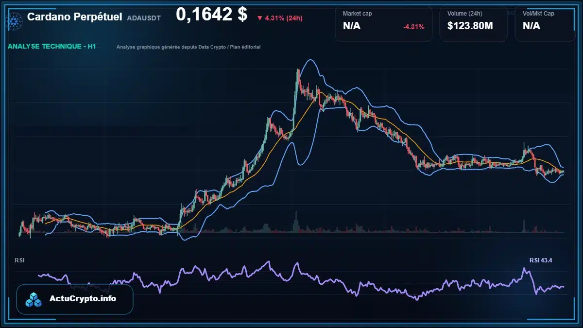 Graphique du cours Cardano Perpétuel à 0.16 $ Analyse technique du cours de Cardano Perpétuel de cardano à 0.16 $ aujourd'hui