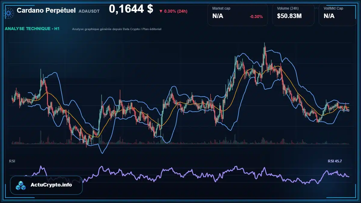 Graphique du cours Cardano Perpétuel à 0.16 $ Analyse technique du cours de Cardano Perpétuel de cardano à 0.16 $ aujourd'hui