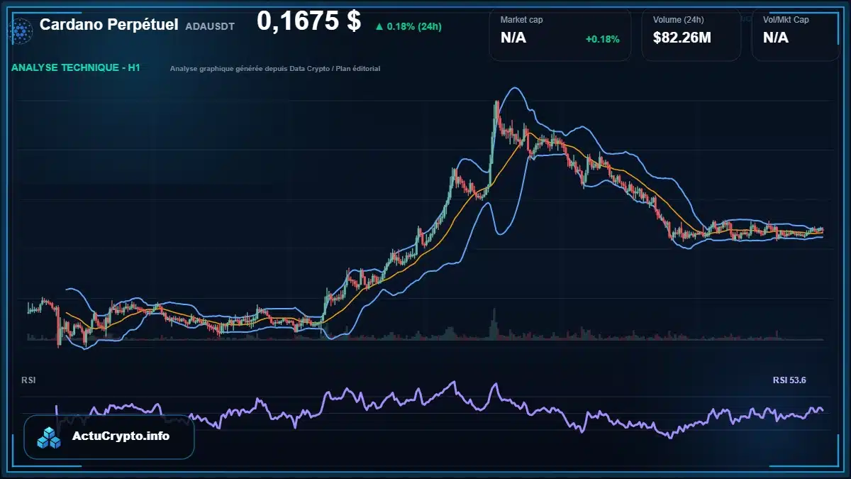 Graphique du cours Cardano Perpétuel à 0.17 $ Analyse technique du cours de Cardano Perpétuel de cardano à 0.17 $ aujourd'hui