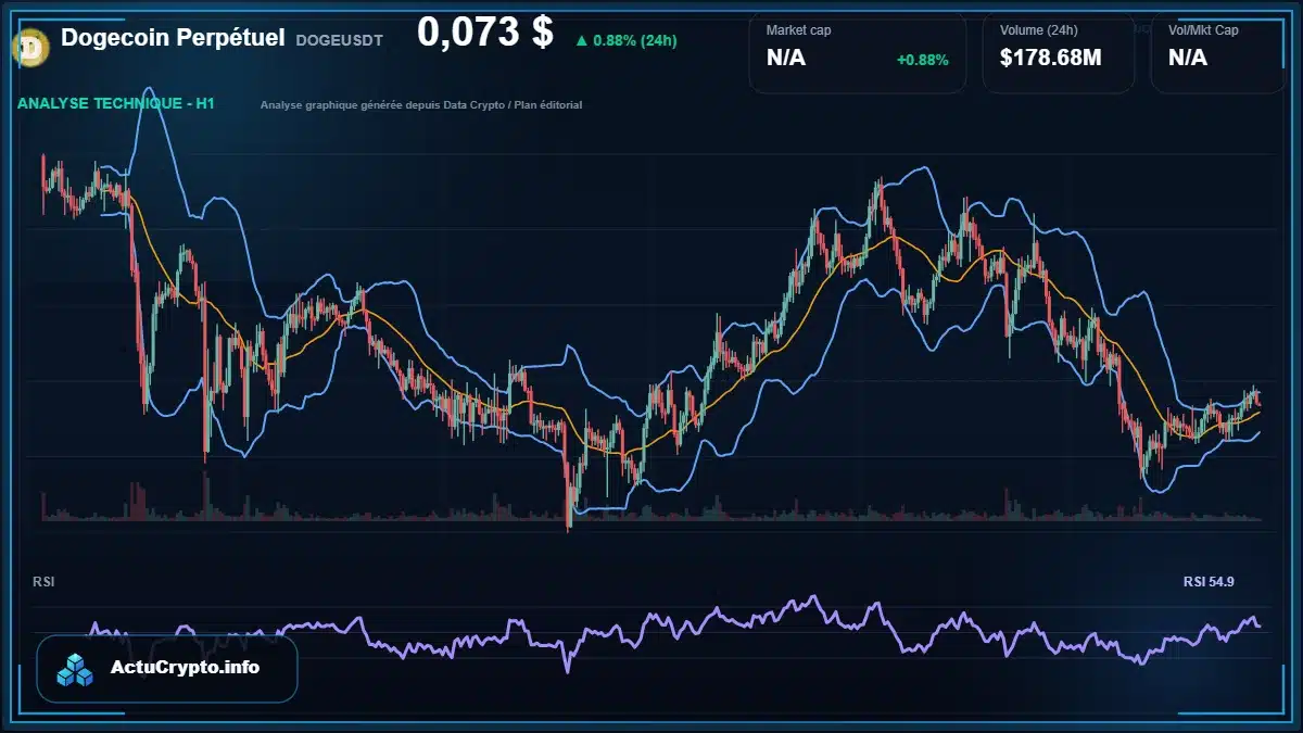 Graphique du cours Dogecoin Perpétuel à 0.07 $ Analyse technique du cours de Dogecoin Perpétuel de dogecoin à 0.07 $ aujourd'hui