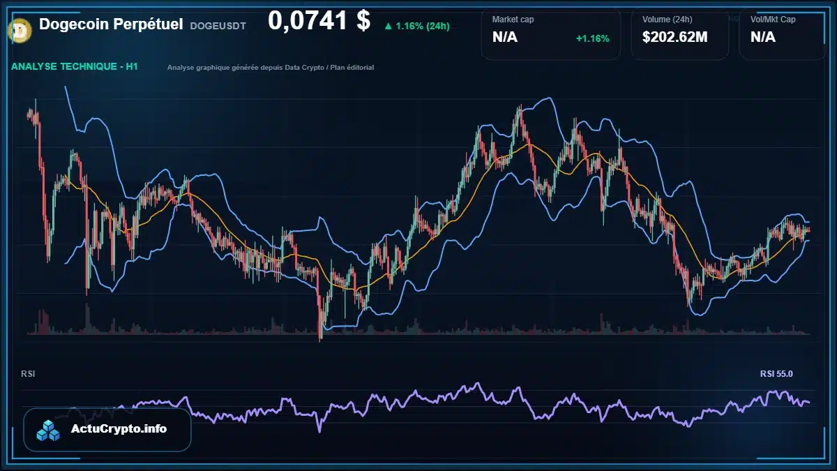 Graphique du cours Dogecoin Perpétuel à 0.07 $ Analyse technique du cours de Dogecoin Perpétuel de dogecoin à 0.07 $ aujourd'hui
