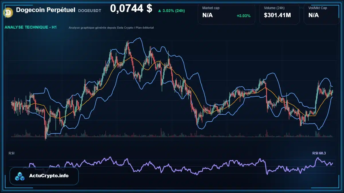 Graphique du cours Dogecoin Perpétuel à 0.07 $ Analyse technique du cours de Dogecoin Perpétuel de dogecoin à 0.07 $ aujourd'hui