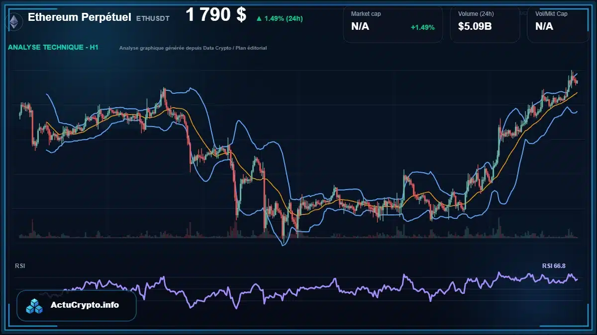 Graphique du cours Ethereum Perpétuel à 1790 $ Analyse technique du cours de Ethereum Perpétuel de ethereum à 1790 $ aujourd'hui