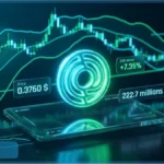Graphique financier montrant le cours Ondo à 0,3760 dollar avec des indicateurs de surachat