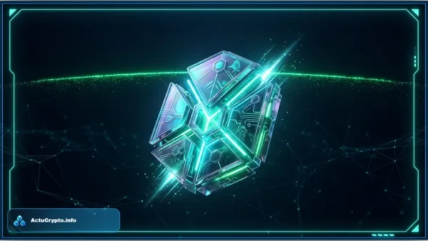 Graphique 3D montrant la hausse du prix de la crypto Morpho avec des flèches vertes ascendantes