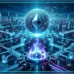 Logo Ethereum en rendu 3D avec des tons cyan et vert