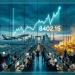 Graphique financier lumineux illustrant la hausse du CAC 40 au-dessus des 8 400 points