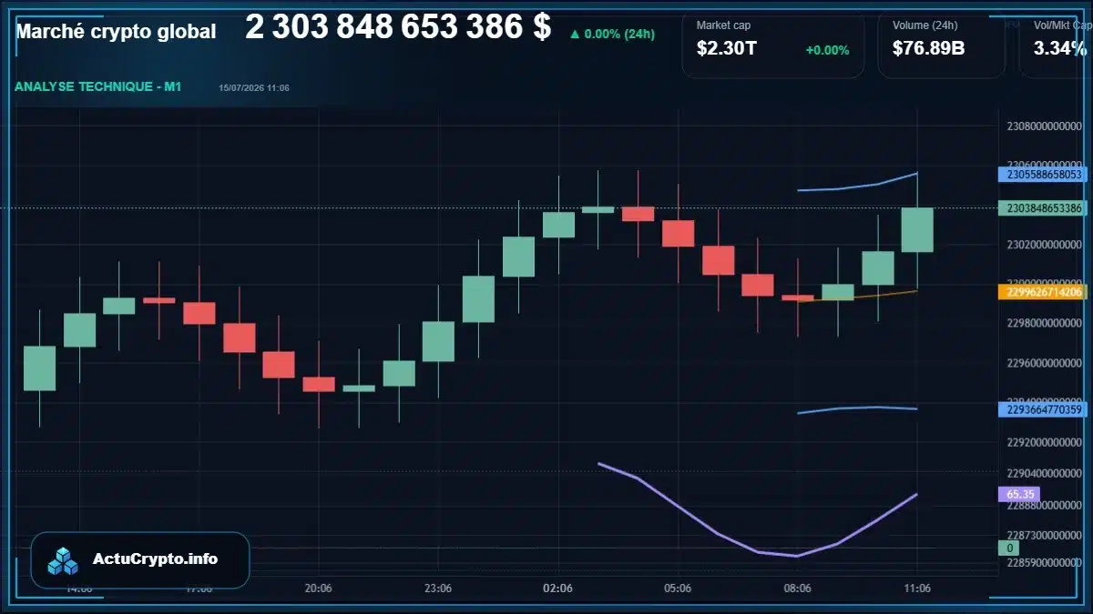 Graphique du marché crypto global Graphique du marché crypto global avec capitalisation et volume
