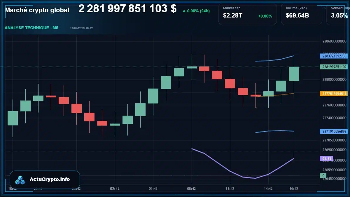 Graphique du marché crypto global Graphique du marché crypto global avec capitalisation et volume