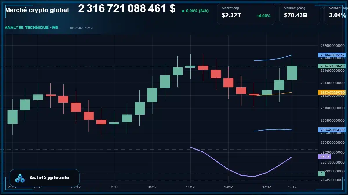 Graphique du marché crypto global Graphique du marché crypto global avec capitalisation et volume