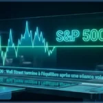 Graphique boursier lumineux montrant la forte volatilité de l'indice SP500 à Wall Street