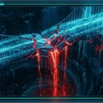 Illustration d'un pont numérique brisé représentant le hack crypto AFX Trade sur le réseau Arbitrum avec une perte de 24 millions de dollars.