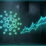 Logo lumineux de Cardano ADA devant un graphique financier en hausse illustrant le bond de 8,55 pourcents