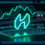 Graphique d'analyse technique montrant le prix de Hyperliquid (HYPE) à 54 dollars avec des indicateurs de marché.