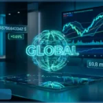 Graphique en 3D représentant l'évolution de la capitalisation du marché crypto et la dominance du Bitcoin face aux marchés traditionnels.