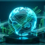 Globe numérique futuriste illustrant les flux de capitaux sur le marché crypto