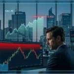 Graphique lumineux illustrant la hausse de l'indice CAC 40 vers les 8 358 points à la Bourse de Paris