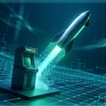 Fusée SpaceX décollant à côté d'une borne GameStop sur un réseau numérique représentant la tokenisation des actifs réels