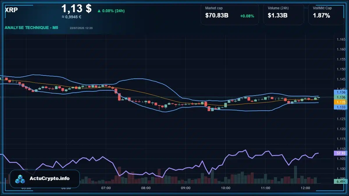 Graphique du cours XRP Analyse technique du cours XRP avec données de marché récentes