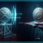 Graphique 3D illustrant la baisse du cours et la pression technique sur le XRP et le Stellar