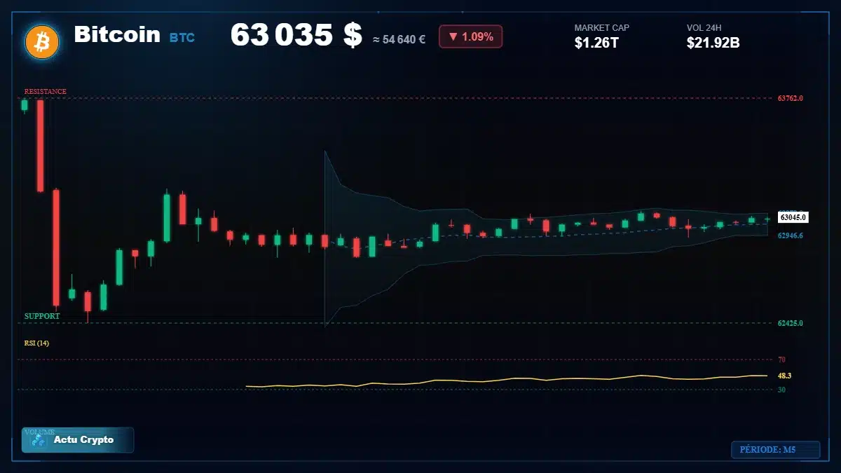Graphique du cours Bitcoin (BTC) Analyse technique du cours Bitcoin (BTC) avec données de marché récentes