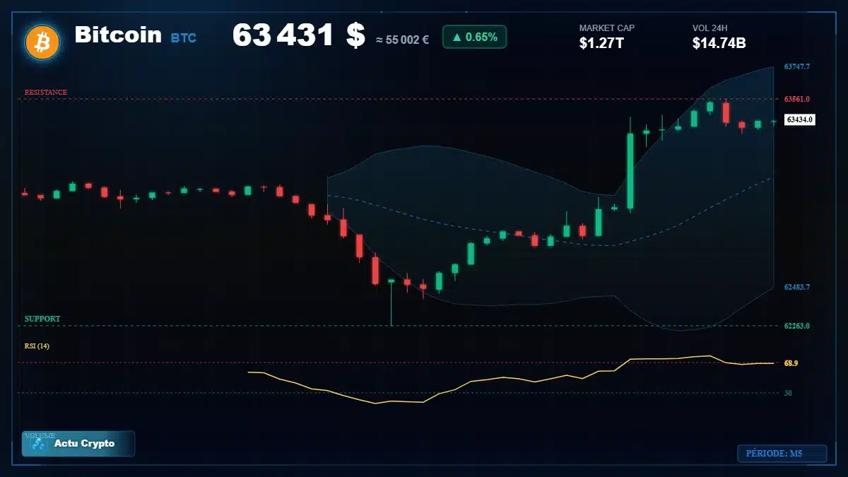 Graphique du cours Bitcoin (BTC) Analyse technique du cours Bitcoin (BTC) avec données de marché récentes