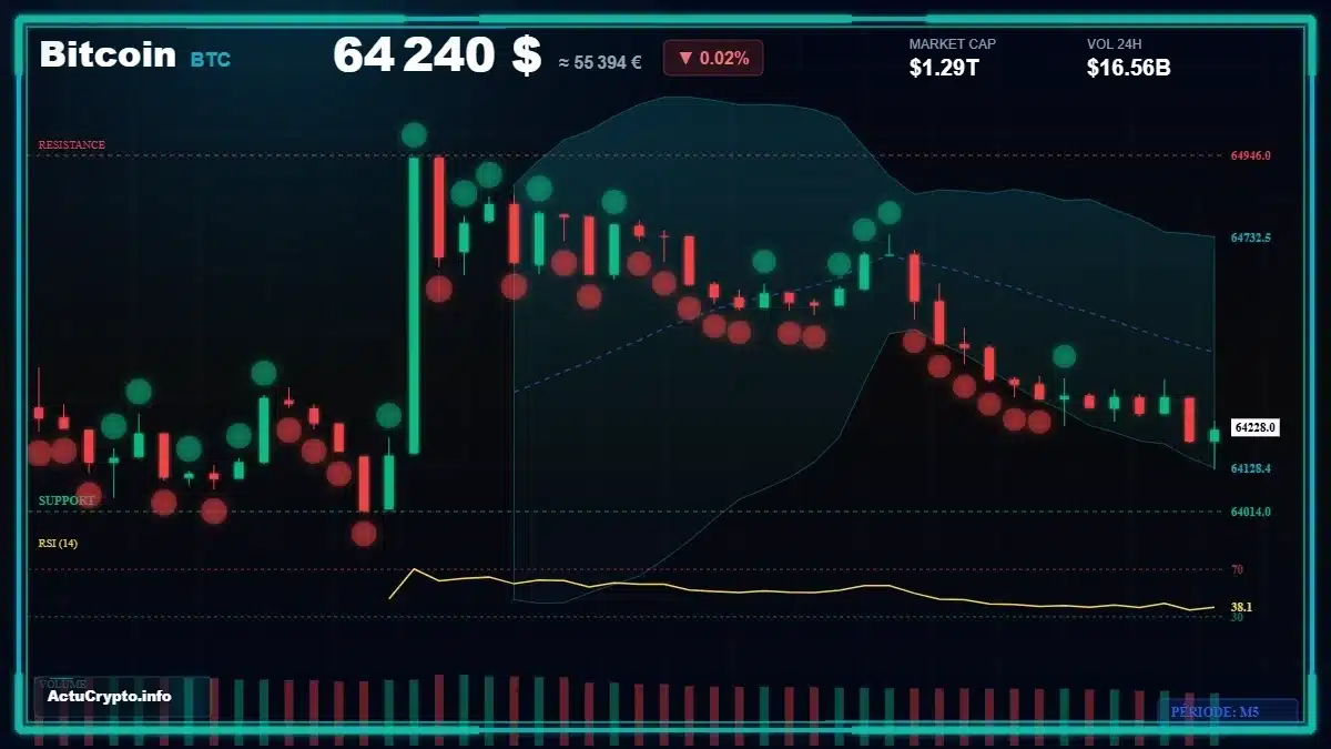 Graphique du cours Bitcoin (BTC) Analyse technique du cours Bitcoin (BTC) avec données de marché récentes