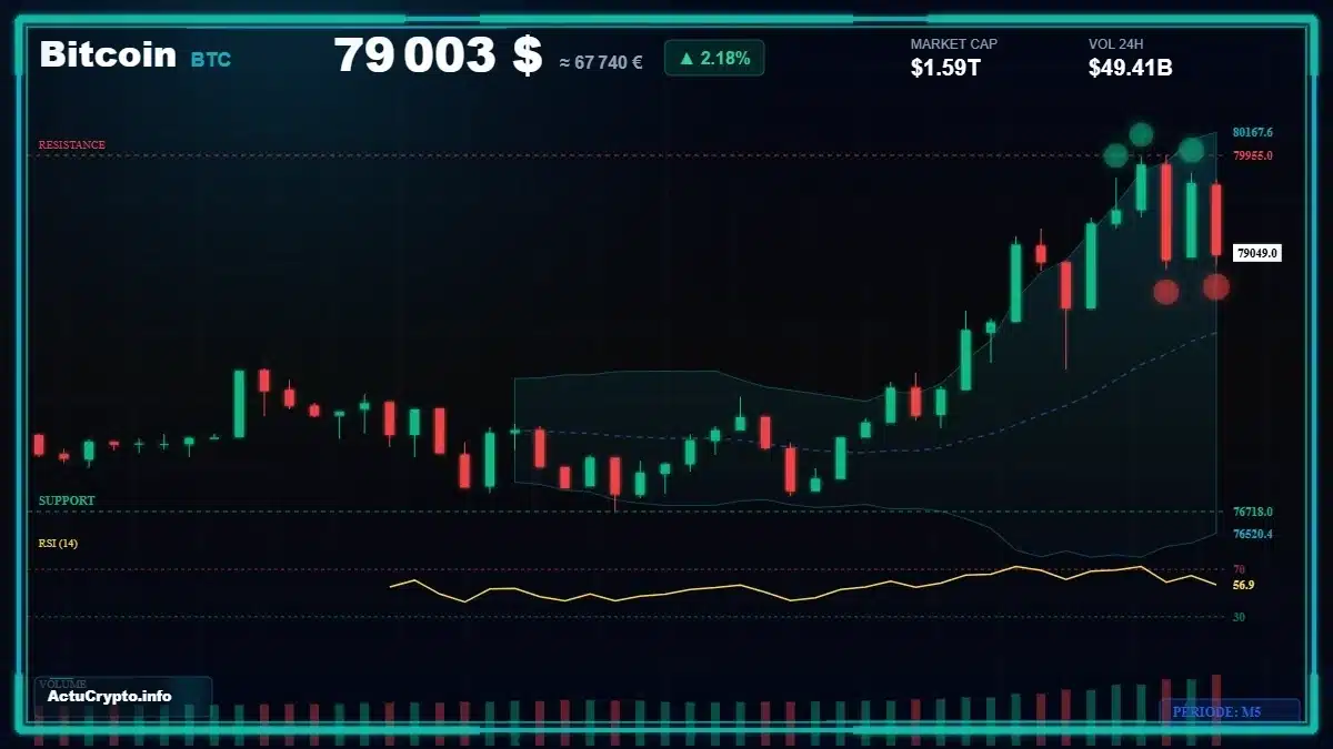 Graphique du cours Bitcoin (BTC) Analyse technique du cours Bitcoin (BTC) avec données de marché récentes