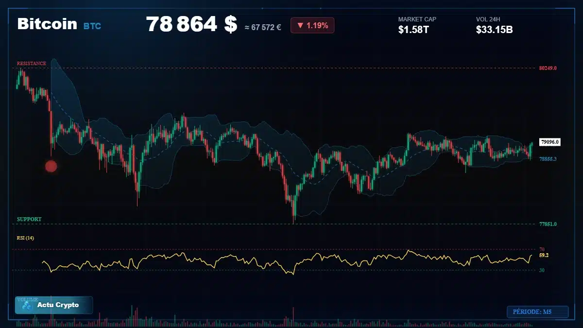 Graphique du cours Bitcoin (BTC) Analyse technique du cours Bitcoin (BTC) avec données de marché récentes