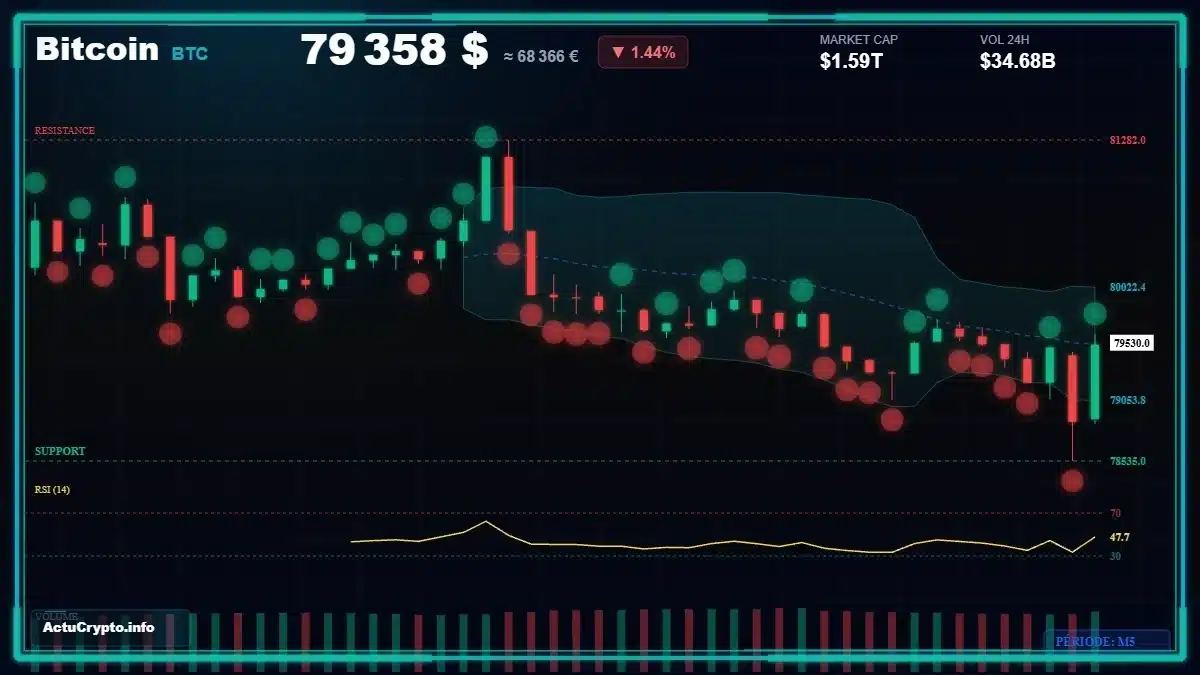 Graphique du cours Bitcoin (BTC) Analyse technique du cours Bitcoin (BTC) avec données de marché récentes