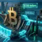 Graphique haussier du cours du Bitcoin franchissant une résistance technique.