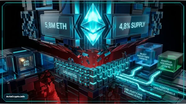 Réserve Ethereum massive de BitMine contrastant avec une baisse de liquidités.