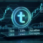 Graphique financier et logo holographique 3D de Bittensor affichant le prix de 193 dollars sur une tablette de trading.