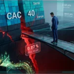 Graphique boursier montrant la baisse hebdomadaire du CAC 40