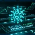 Symbole 3D holographique de Cardano sur un écran d'analyse technique affichant le prix de 0,1743 $