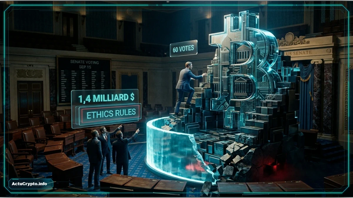 Le Capitole américain sous un éclairage dramatique symbolisant le blocage du CLARITY Act.