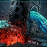 Illustration du cours Bitcoin en baisse vers 63 000 dollars face aux sorties ETF