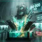 Un symbole Bitcoin doré brisant un sol sombre, illustrant la hausse du cours.