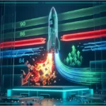 Représentation 3D d'une pièce Solana en forte hausse sur un marché financier.