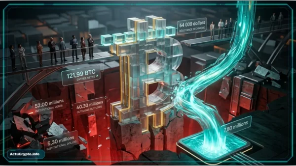Symbole Bitcoin illuminé représentant les flux entrants de l'ETF IBIT