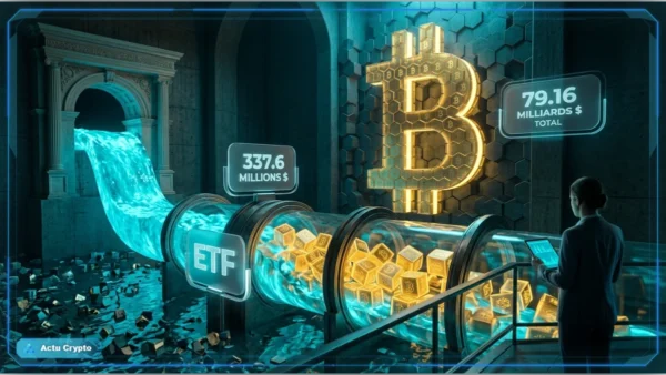 Graphique montrant les entrées nettes massives sur les ETF Bitcoin.