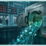 Graphique rouge symbolisant les sorties nettes des ETF Bitcoin sur le marché.