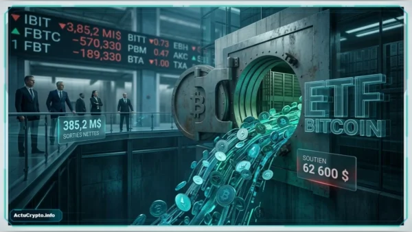 Graphique rouge symbolisant les sorties nettes des ETF Bitcoin sur le marché.