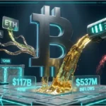 Graphique illustrant les entrées nettes massives vers les ETF crypto.