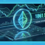 Graphique d'analyse technique d'Ethereum avec le prix et les volumes de marché