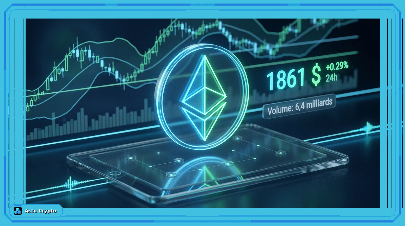 Graphique d'analyse technique d'Ethereum avec le prix et les volumes de marché