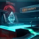 Symbole Ethereum lumineux sur une plateforme numérique fissurée.