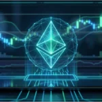 Graphique d'analyse technique montrant le prix d'Ethereum face à sa résistance, avec des indicateurs de volume et de contrats dérivés.