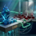 Graphique illustrant la hausse du cours Ethereum au-dessus de 2 350 dollars.