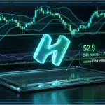 Graphique d'analyse technique du prix de Hyperliquid avec indicateurs de marché en 3D.
